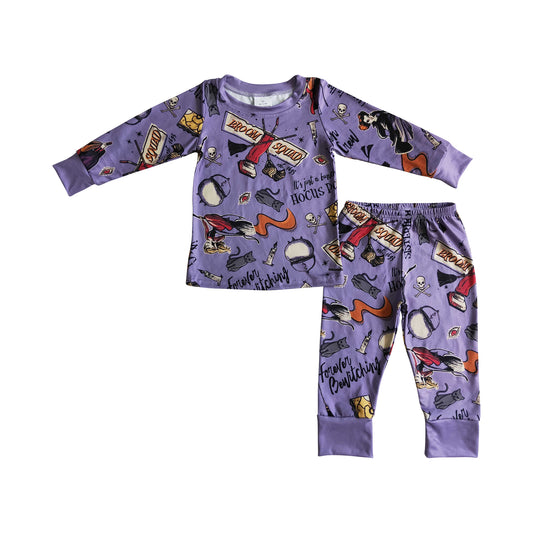 halloween purple hocus pocus pajamas outfit for baby boy