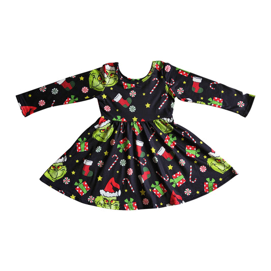 kids clothing christmas gift black twirl dress for baby girl