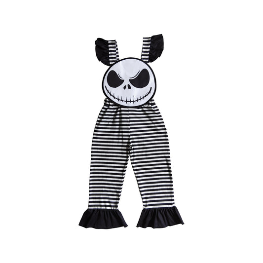 kids girl halloween black stripe overall jumpsuit