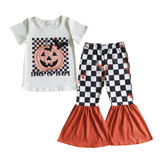 Kids Halloween plaid pants set trick or treat outfit