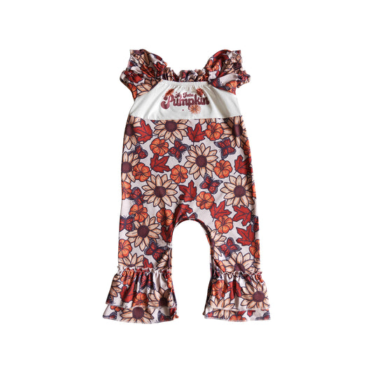 fall pumpkin leaves romper for baby girl