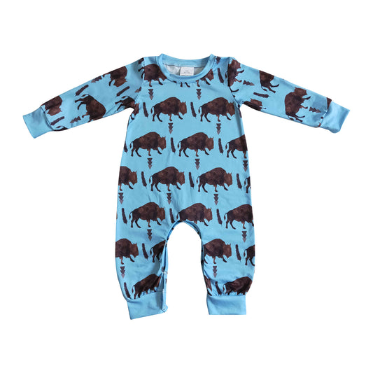 toddlers blue long sleeve buffalo romper boy