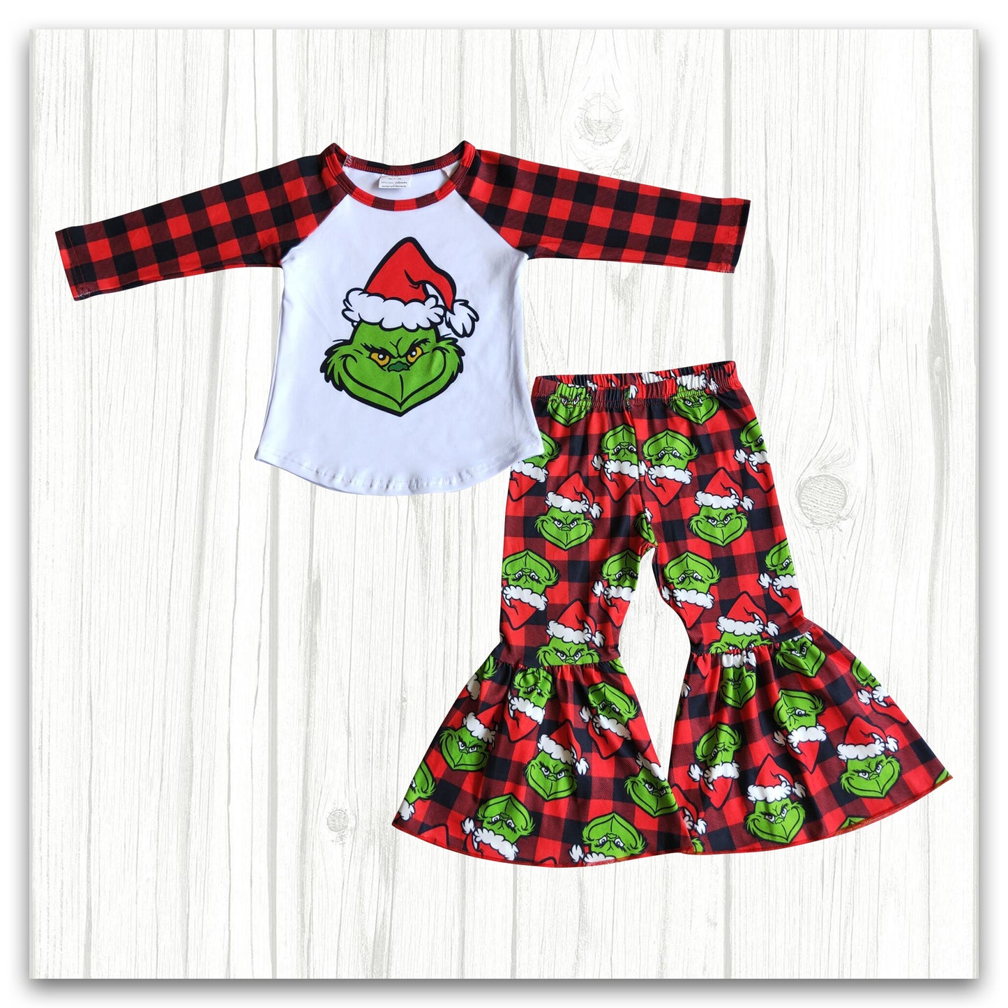 girl's christmas clothing set plaid outfit