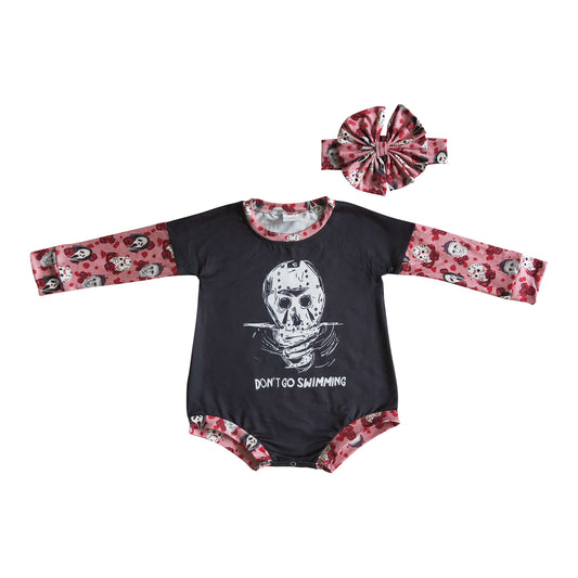 black red blood halloween baby romper with headband