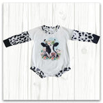 cute cow print long sleeve bodysuit romper