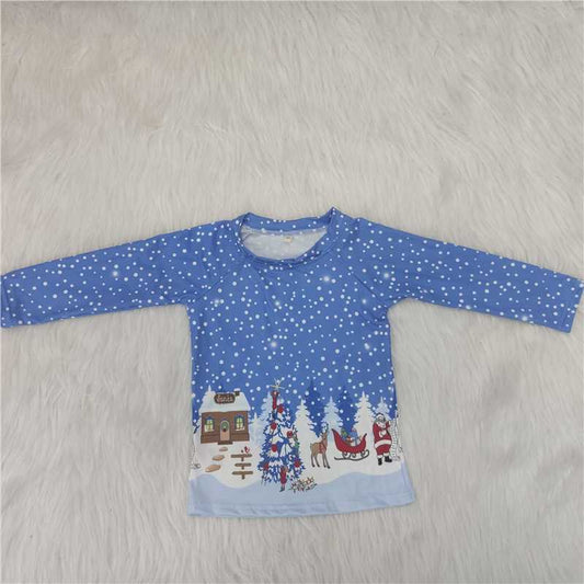 cold outside blue snowy Christams boy shirt 6 A1-16