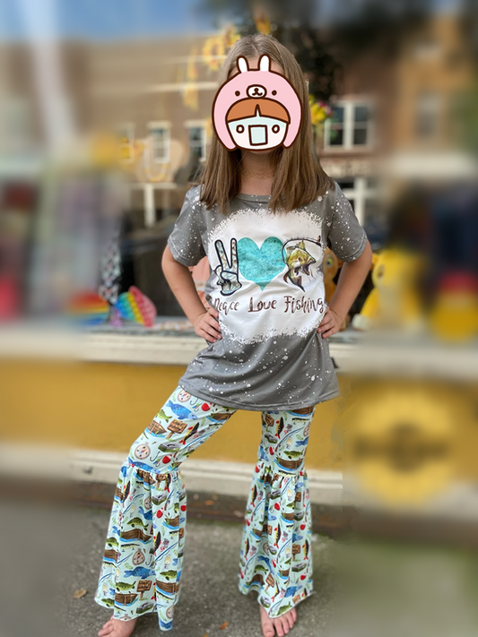 summer girl's clothes fish pants set