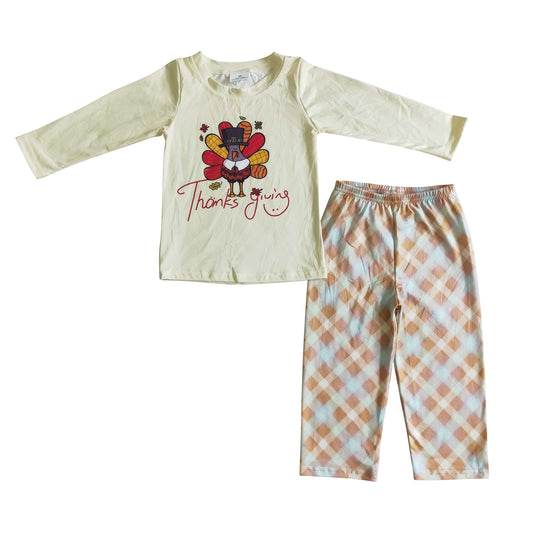 boy thanksgiving day clothing turkey print outfit