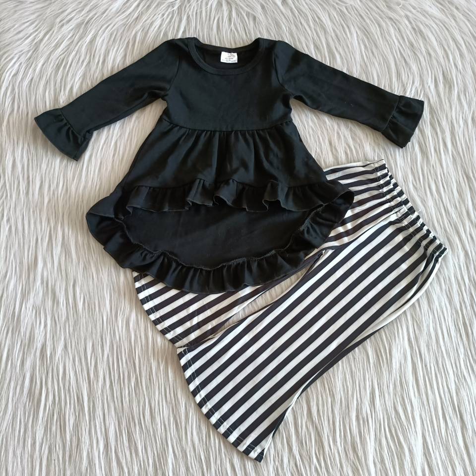 Black High Slow Dress Top Stripe Bells