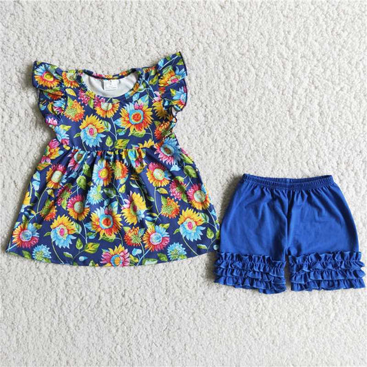 sunflower shorts set girl summer clothes