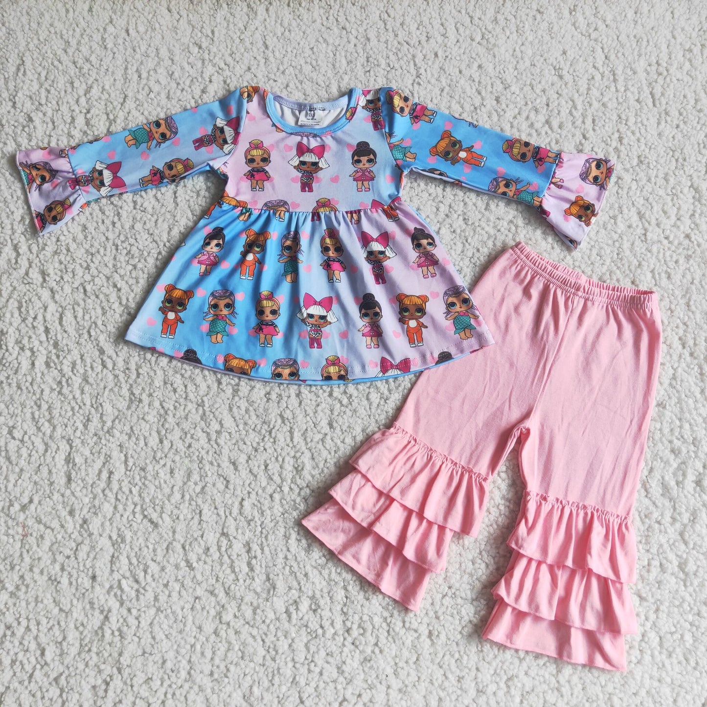 Doll Pink RUffle Pants Set