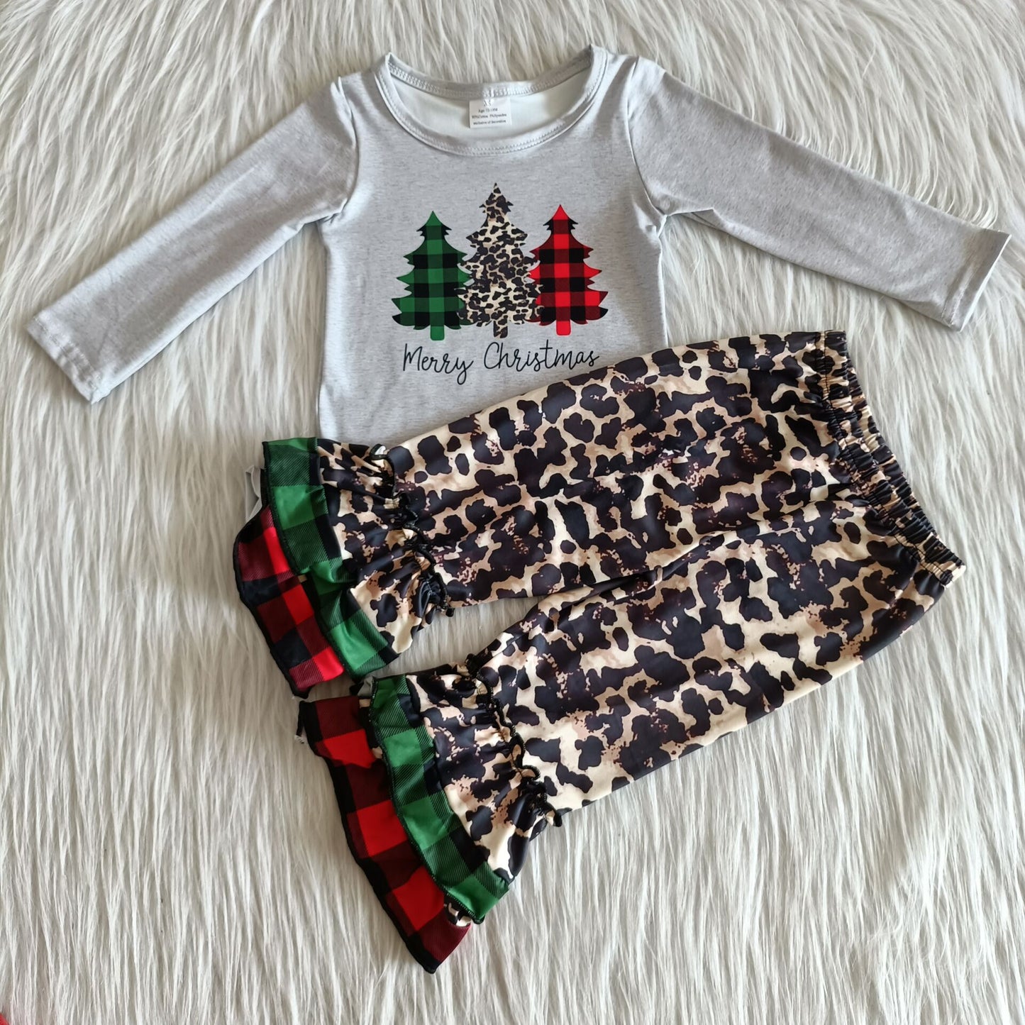 Grey Christmas Tree Leopard Outfit