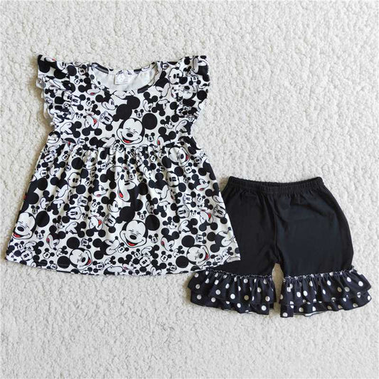 park cartoon mouse girls shorts set kids clothing