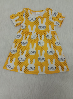cute yellow bunny print dress