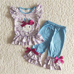 so cute bunny ruffle pants outfit with bow