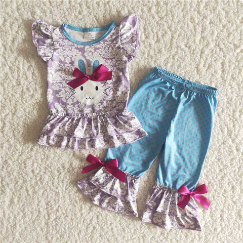 so cute bunny ruffle pants outfit with bow