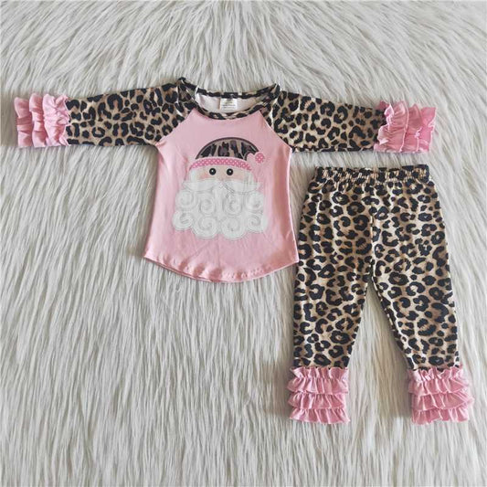 pink santa claus outfit leopard icing pants set 6 A22-12