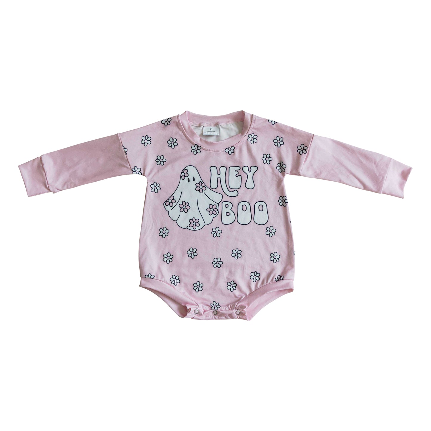 infant baby girl pink long sleeve romper bodysuit boo