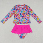 two pieces rash guard swimsuit girl swimwear