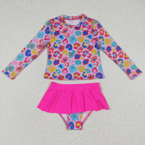 two pieces rash guard swimsuit girl swimwear