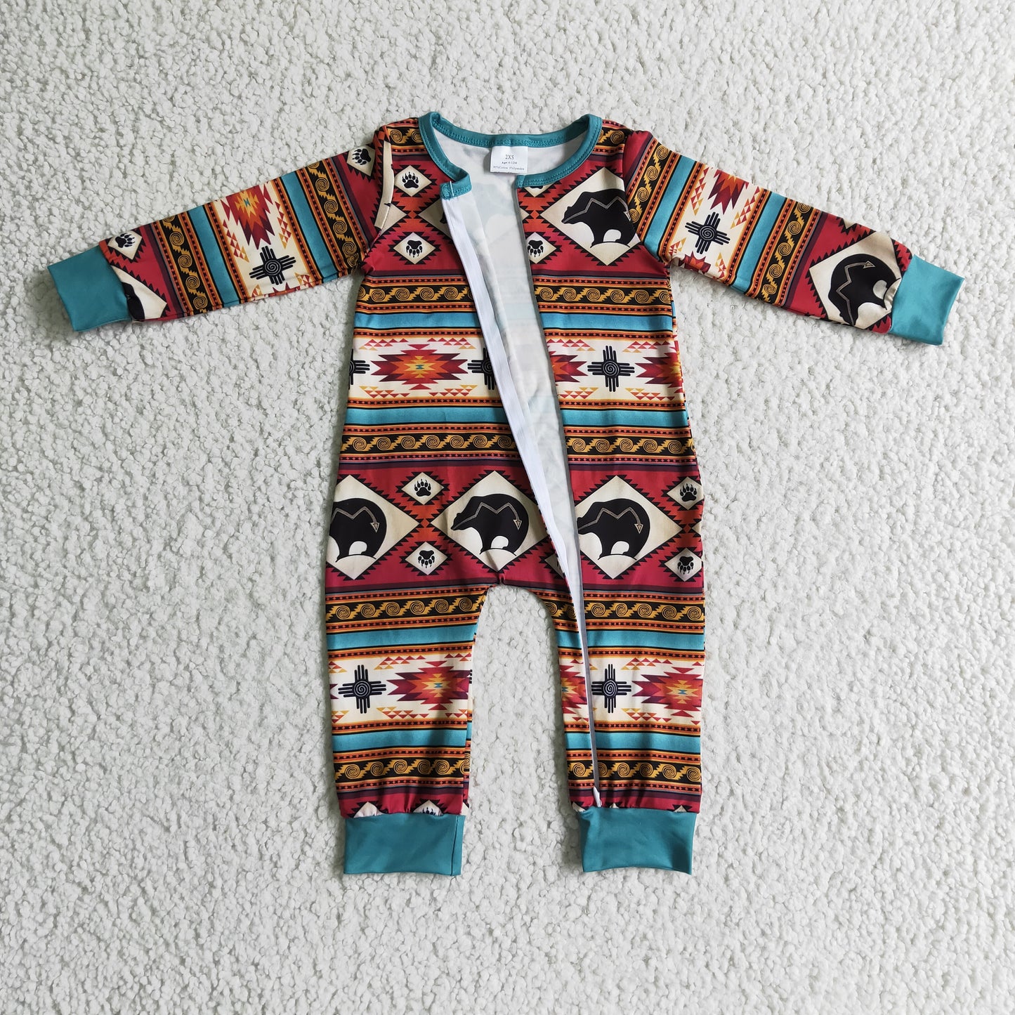 aztec with bear boy's fall pajama clothing