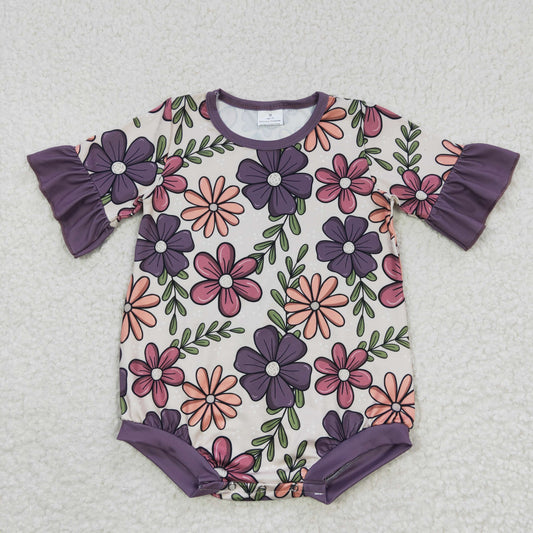 baby girl purple floral romper bodysuit