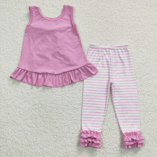 spring pink ruffle pants set bow outfit