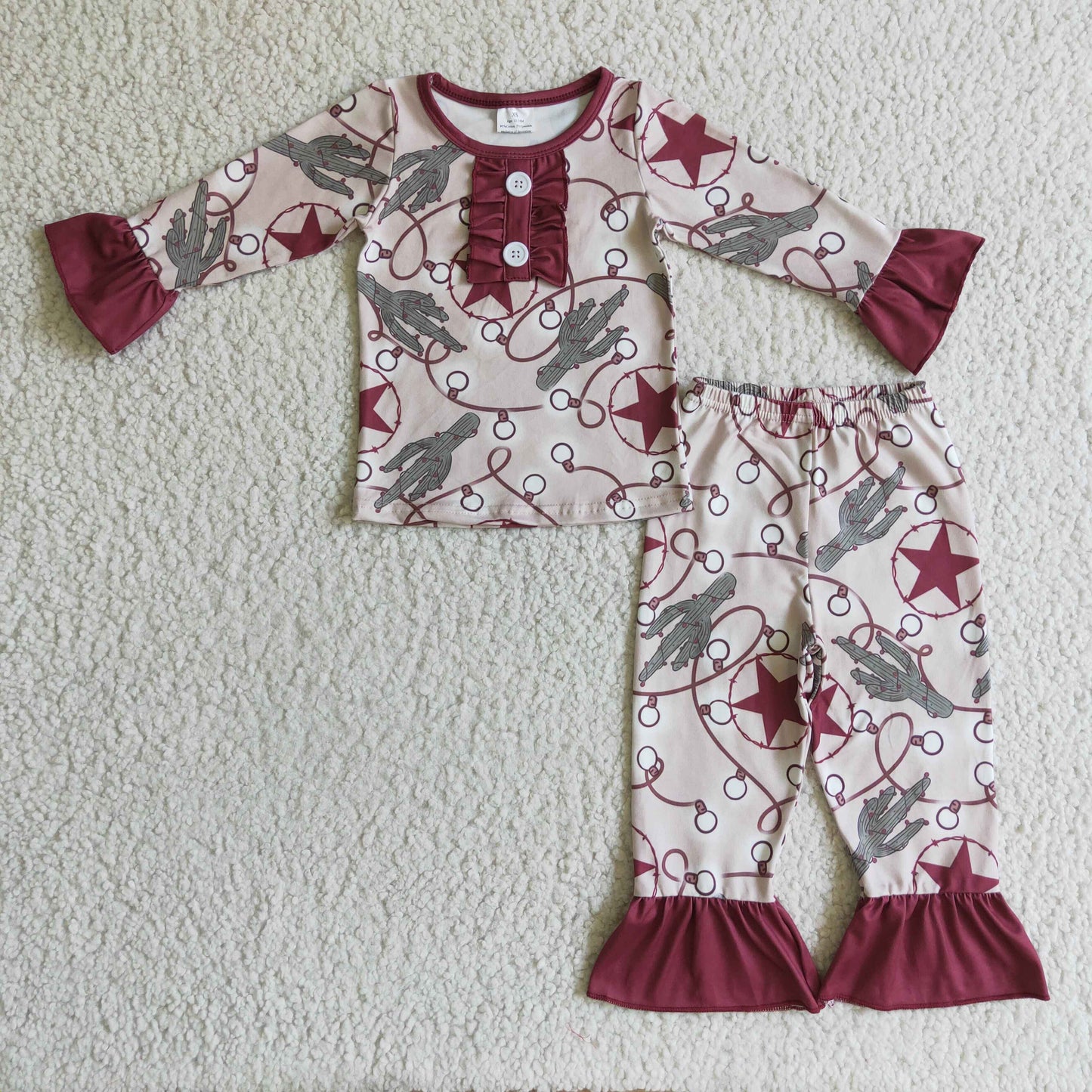 girl cactus star sleep pajama outfit