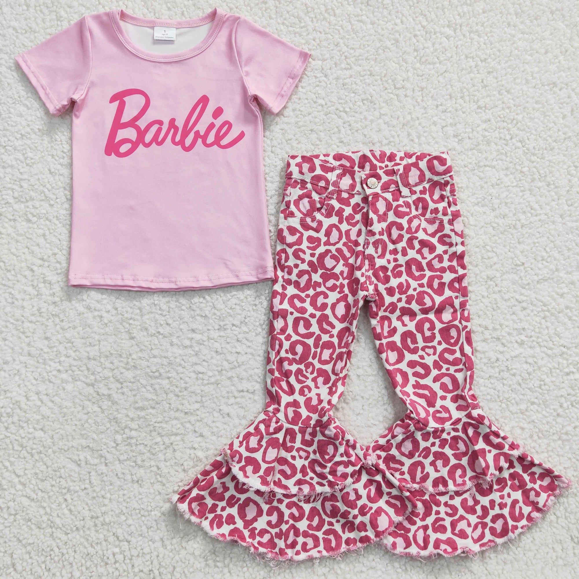 kids pink barbie t-shirt summer clothing