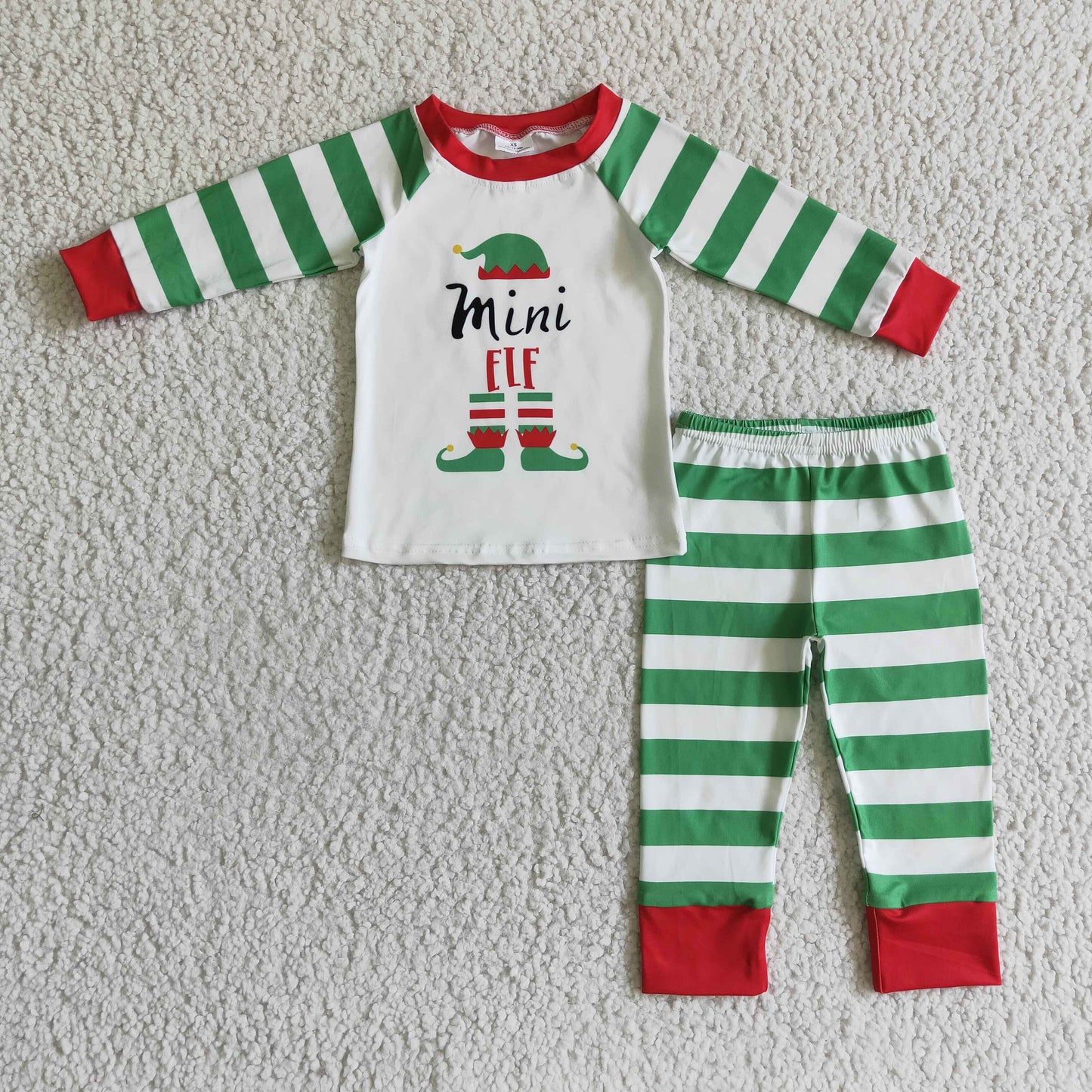 family pajama mini elf green stripe sleepwear