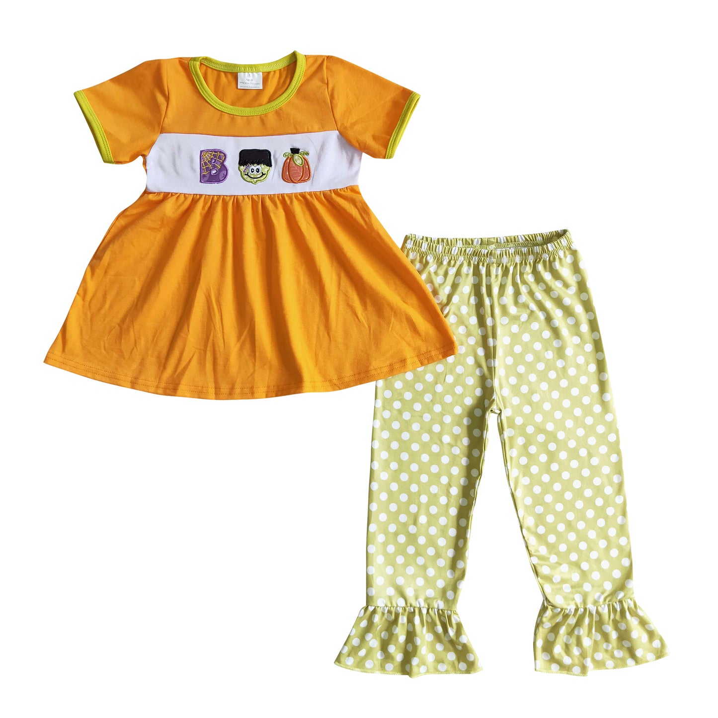 girl's outfit trick or treat dots clothes set for halloween