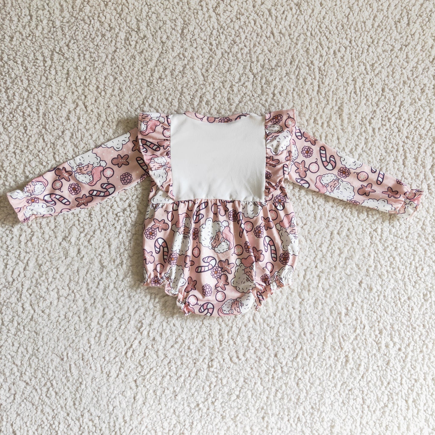 christmas pink holly jolly babe ruffle romper for baby girl