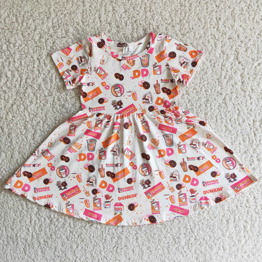 Short Sleeve Donut Snacks Large Twirl Dress