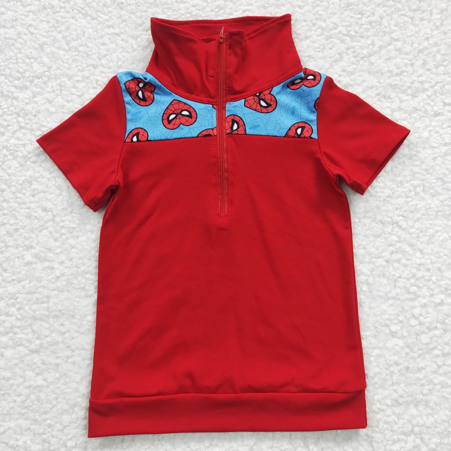 red cotton short sleeve shirt spider top clothing boy