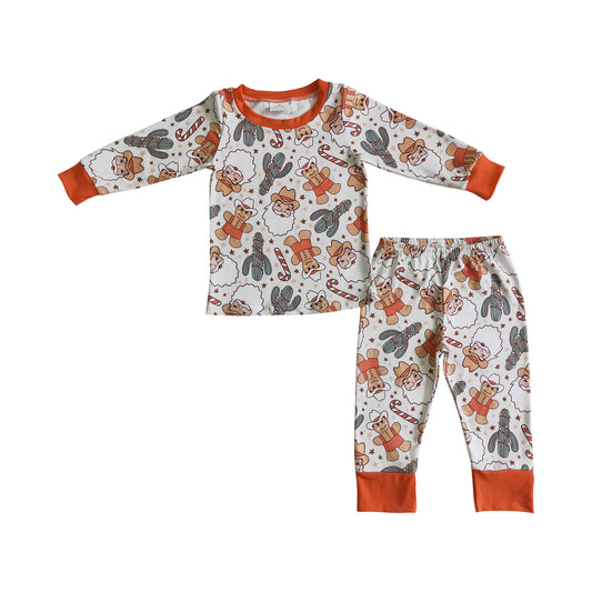 howdy gingerbread santa boy Christmas pajamas