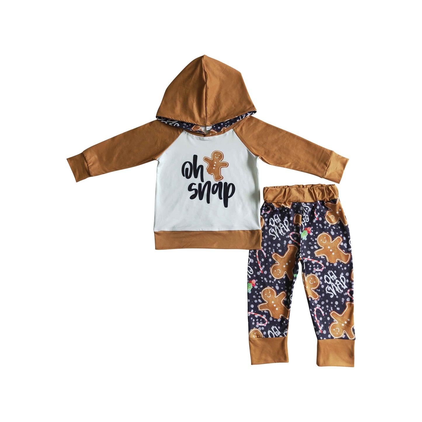 oh snap gingerbread hoodie clothing set boy's outfit for christmas