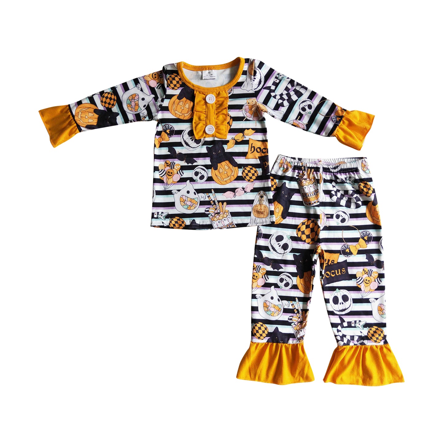 kids clothing halloween candy print striped pajamas girl