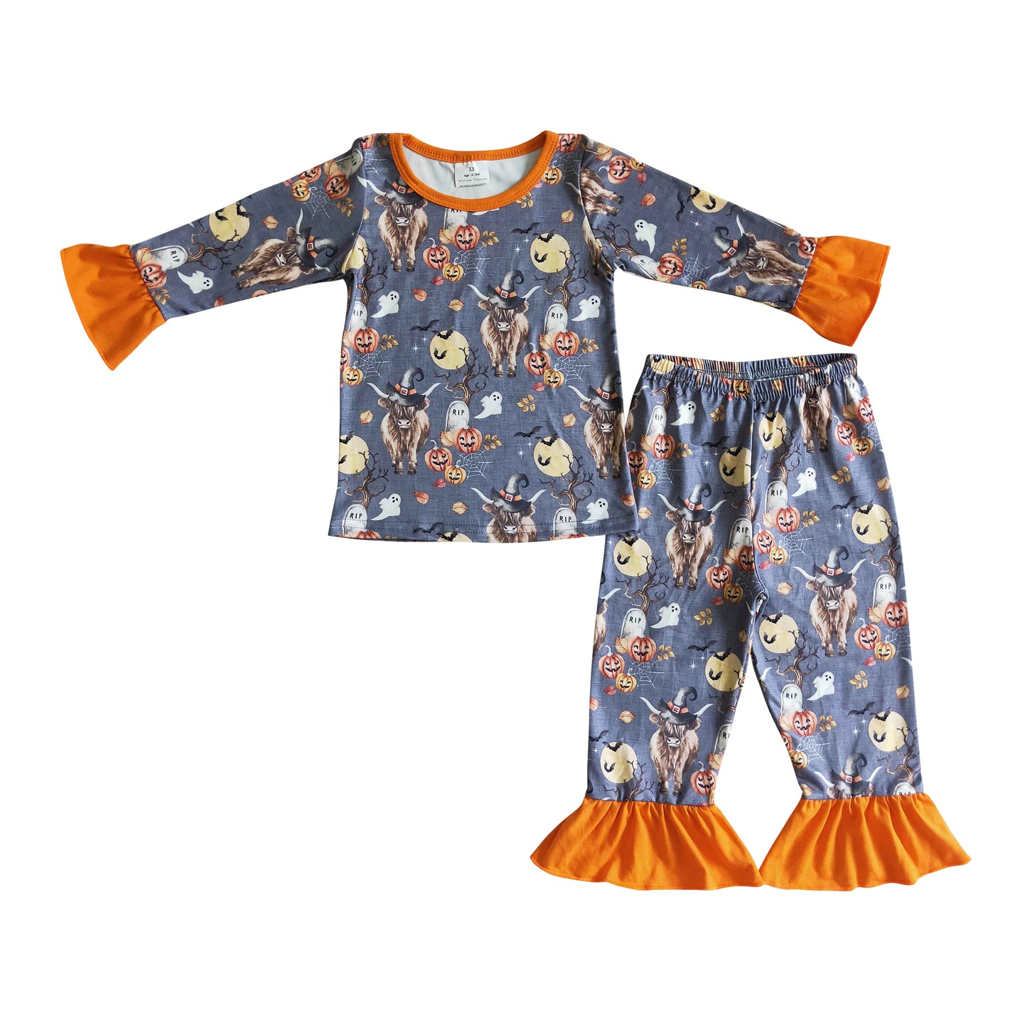 girl's clothing orange highland cow pajamas for halloween