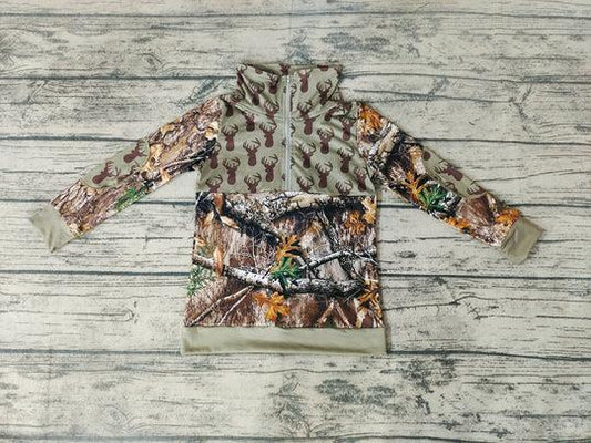 children boy hunting deer camo zip jacket shirt