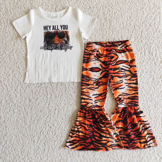 white tassel tiger clothing set