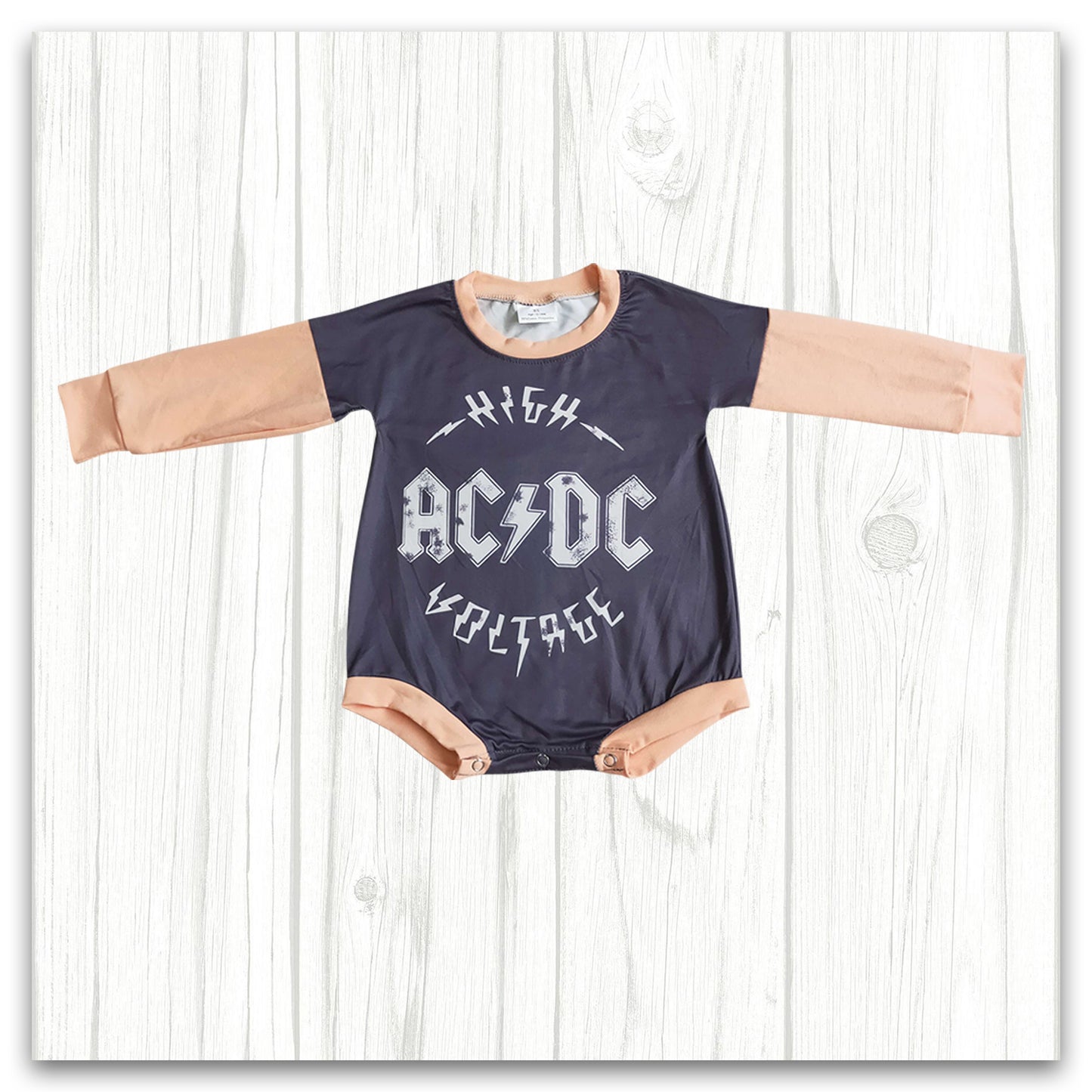 baby AC/DC long sleeve romper