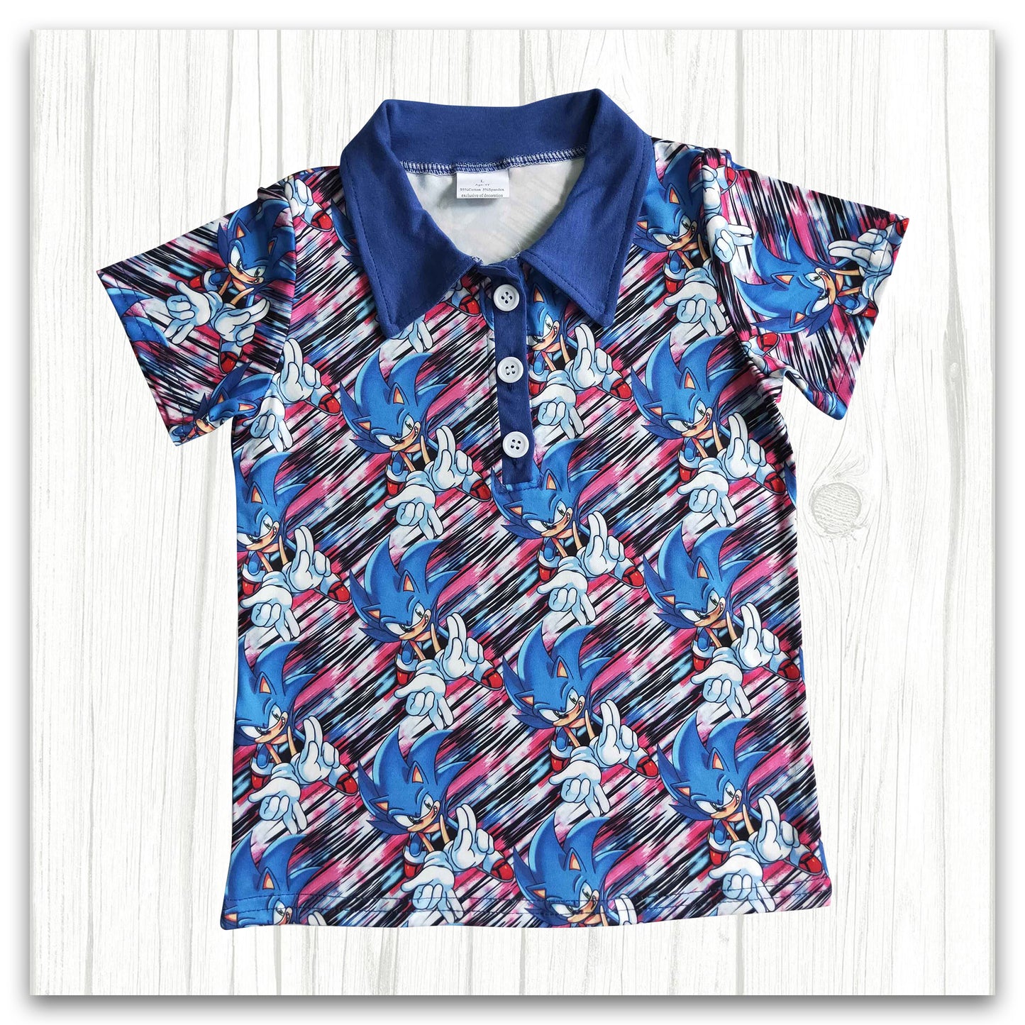 summer clothing boy blue button t-shirt