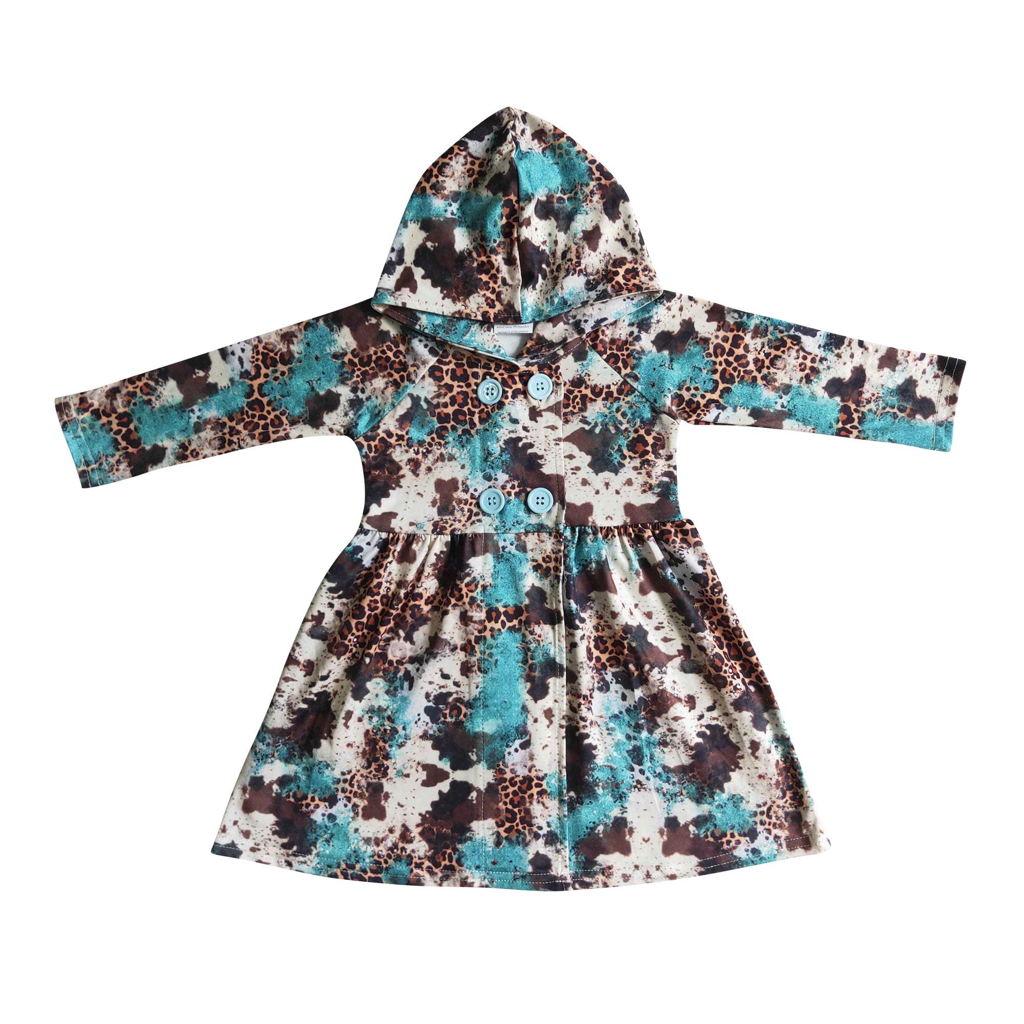 western leopard cow hoodie dress girl fall clothing