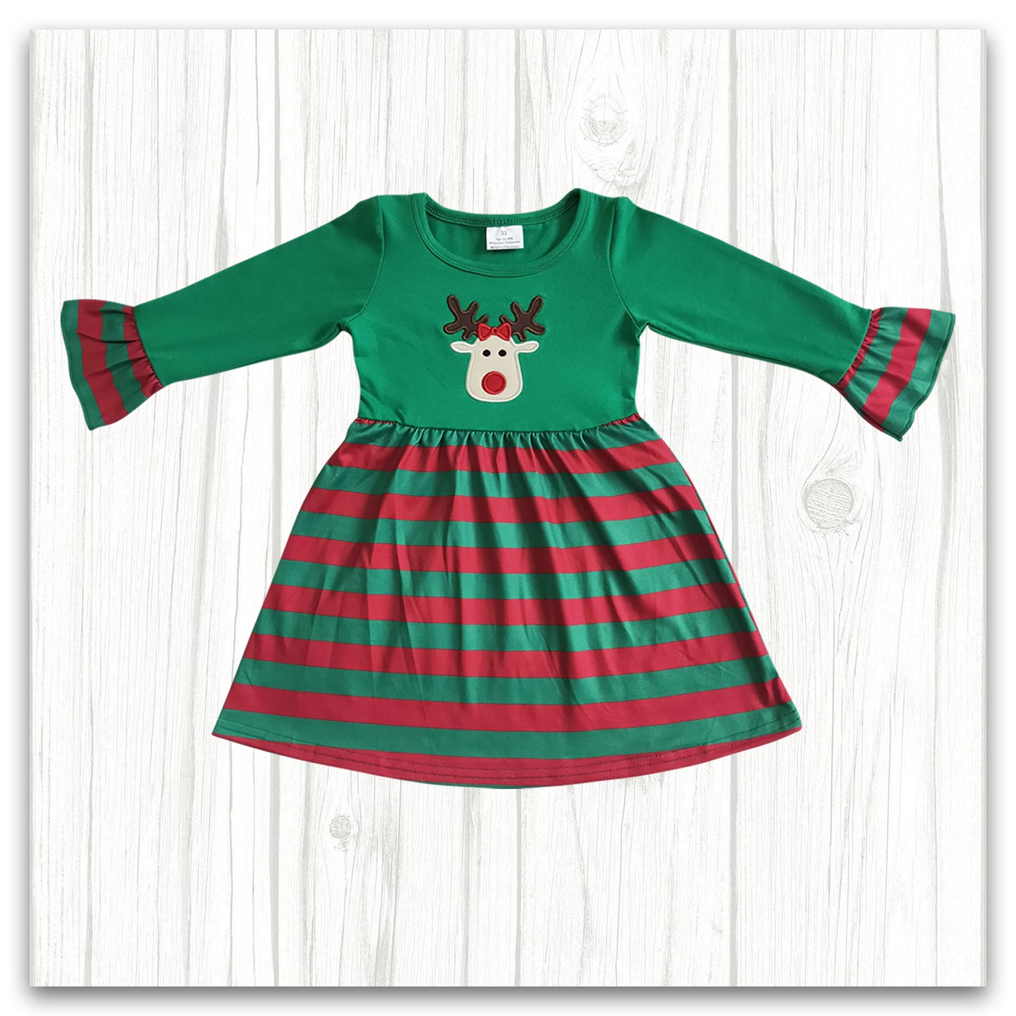 christmas reindeer embroidery dress