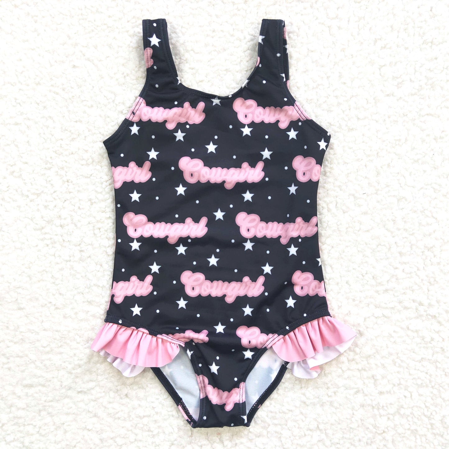kids swim wear cowgirl swimsuit with liner