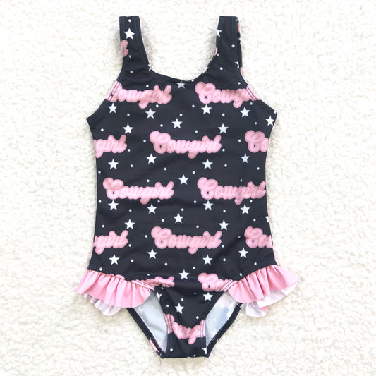 kids swim wear cowgirl swimsuit with liner