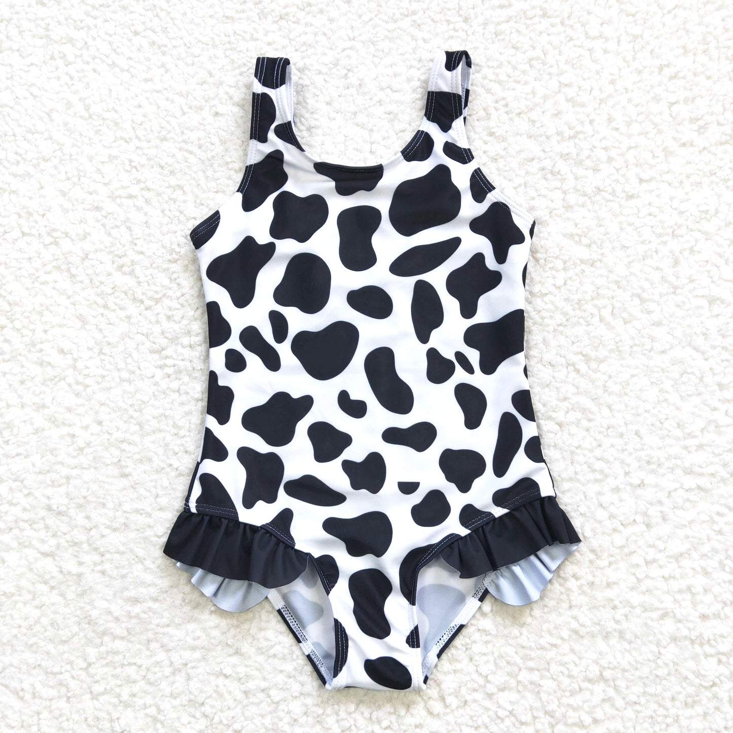 kids swim wear cow print girl swimsuit plus liner