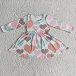 Long Sleeve Heart Print Dress