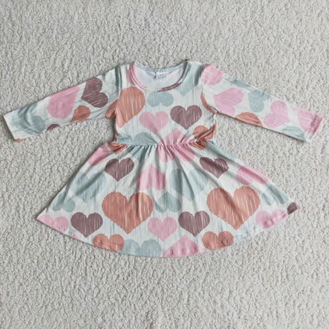 Long Sleeve Heart Print Dress