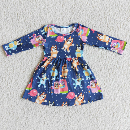 Cute Long Sleeve Dog Balloon Dress